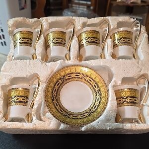 Elegant Gold and White Tea Set